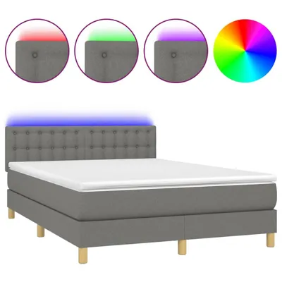Produktbild von Boxspringbett mit Matratze & LED Dunkelgrau 140x190 cm Stoff