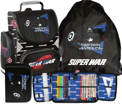 Produktbild von AVENGERS Schulranzen Ergonomisch 3-teilig schulrazen set ranzen rucksack schulrucksack schulranzen CAPTAIN AMERICA MARVEL fur Jungen