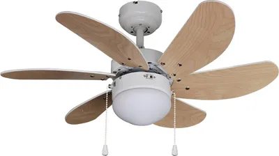 Produktbild von Lindby Deckenventilator mit Licht Minja, weiß, leise, Ø 80cm