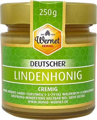 Produktbild von Honig Wernet Traditionsimker im Schwarzwald Deutscher Lindenhonig cremig 250g Glas