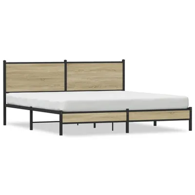 Produktbild von vidaXL Metallbett ohne Matratze Sonoma-Eiche 160x200 cm