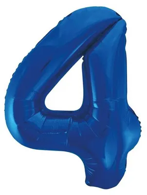 Produktbild von Unique Folienballon Zahl 4, ca. 86 cm, blau, für Helium oder Luft