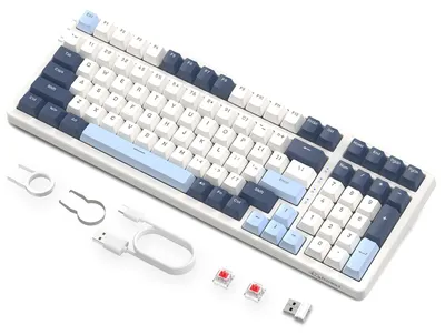 Immagine prodotto di Tastiera da gioco meccanica wireless con retroilluminazione RGB e funzione di sostituzione rapida dei tasti