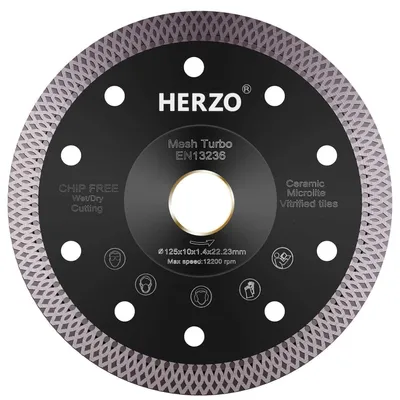 Produktbild von Diamanttrennscheibe 125mm x 22,23mm für Fliesen & Feinsteinzeug, Trocken/Nass