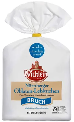 Produktbild von Wicklein Nürnberger Oblaten-Lebkuchen 'Bruch' schokoliert 600g