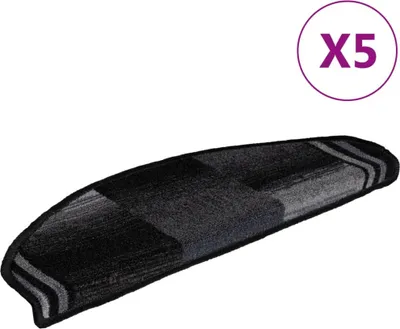 Image de Tapis d'escalier autoadhésifs 5 pcs 65x21x4 cm Noir et gris