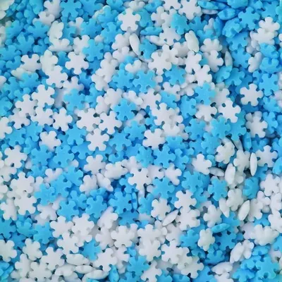 Produktbild von Schneeflocken Weiß und Blau 1kg Konfetti Zuckerstreusel