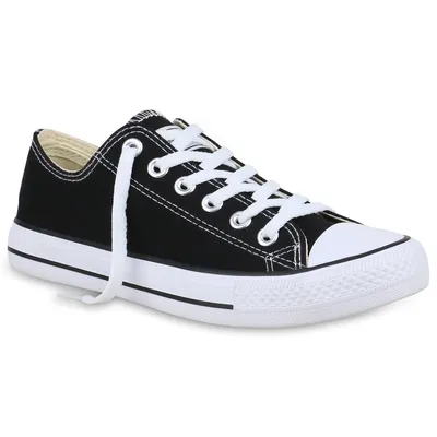 Produktbild von Mytrendshoe Damen Sneakers Freizeit Schuhe Stoffschuhe Sportschuhe 815215, Farbe: Schwarz, Größe: 45