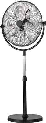 Image de Ventilateur industriel de sol, diamètre 560 mm, hauteur réglable de 115 à 147 cm, avec 3 vitesses, idéal pour les salons, les maisons et les bureaux, couleur noire