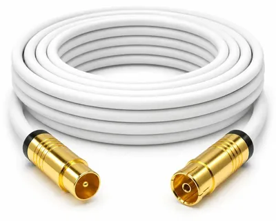 Produktbild von 17 m Antennenkabel für TV Kabelfernsehen HD 4K 135dB Koaxial Kabel 5-fach geschirmt Weiß