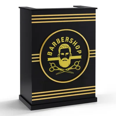 Produktbild von Empfangstheke mit 1 Schublade & 1 Schrank, Abschließbar, Holz, Rezeptionstisch Rezeptionstheke Schmal, Kassentheke, R9788(Schwarz)