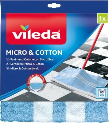Image de Vileda 137432, Balais à franges, Bleu, Blanc, Coton, Microfibre, 1 pièce, 500 mm, 500 mm