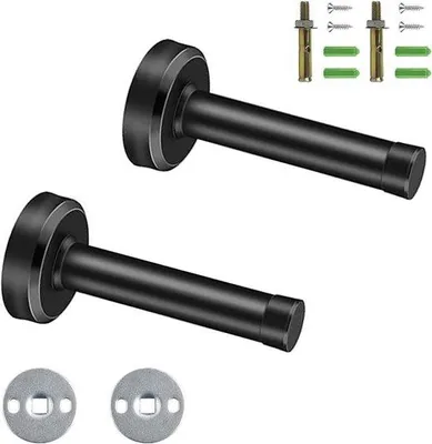 Image de Butée de porte en acier inoxydable avec embout en caoutchouc noir, 12 cm