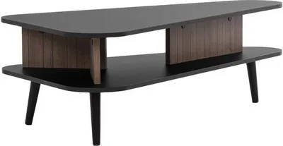 Produktbild von MIRJAN24 Couchtisch Pinelli PE02, Kaffeetisch, Wohnzimmer Tisch mit Metallfüße in der Farbe Schwarz (Farbe: Schwarzer Graphit / Captains Deck)