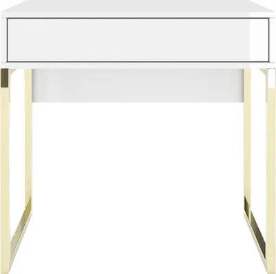 Produktbild von Eva Moderne Möbel Mit Goldenen Beinen / Hochglanz / Schminktisch / Kosmetiktisch / Schreibtisch / 1 Schublade / 80 Cm / Weiß