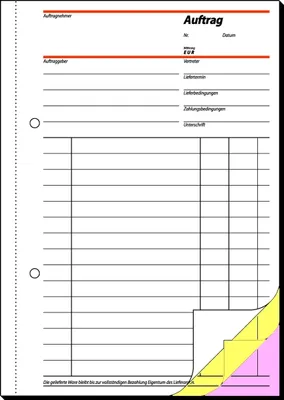 Produktbild von Formularbuch Auftrag A5 3s40 Blatt selbstdurchschreibend Packung mit 5 Stück