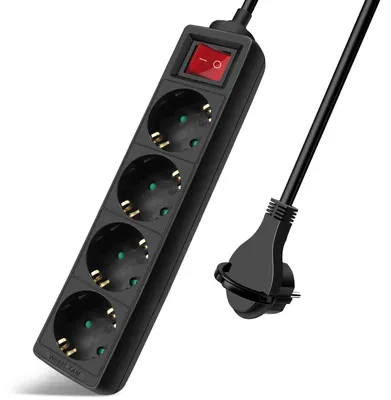 Produktbild von EXTRASTAR Steckdosenleiste mit 4 Steckdosen und Schalter, Kabel 1,5 m, Flachstec