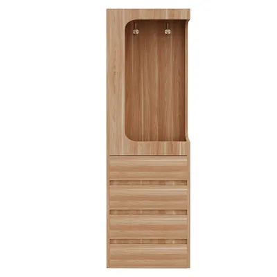 Produktbild von Flieks Eckkleiderschrank mit Tür und 4 Schubladen, Kleiderschrank mit offenem Hängebereich, Garderobenschrank 70x40x170cm, Naturbelassen