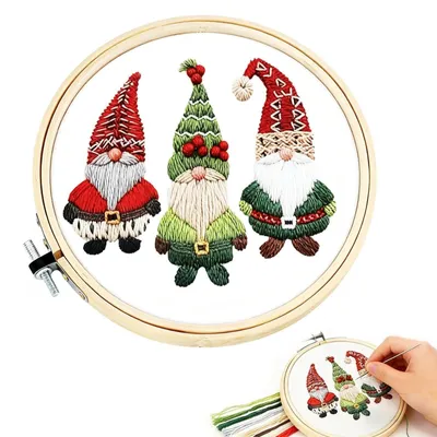 Kerstborduurset voor beginners – 20 cm, katoen, met ring & Garn
