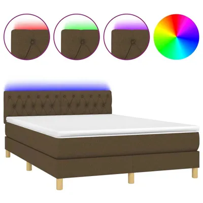 Produktbild von vidaXL Boxspringbett mit Matratze & LED Dunkelbraun 140x200 cm Stoff