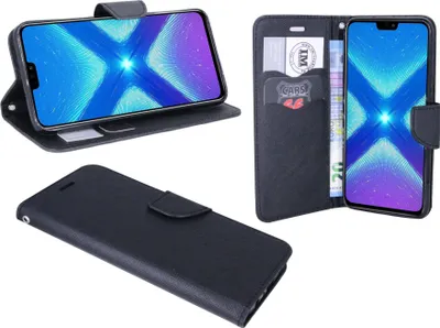 Produktbild von Honor 8X Tasche Flip Case Cover Buchtasche Aufklappbar Schutzhülle Book Case in Schwarz