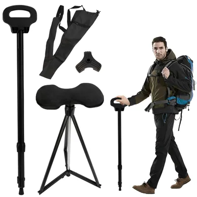 Produktbild von Wanderstock mit Sitz - Faltbar - Verstellbar - Leicht - 7 Höhen