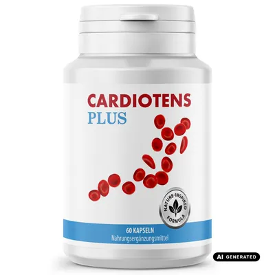 Produktbild von Cardiotens Plus Kapseln | mit Vitaminen & Hagebuttenpulver | einfache Anwendung | 60 Kapseln Inhalt, KI-generiertes Bild
