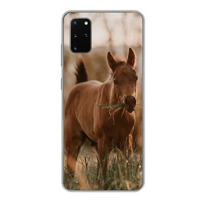Produktbild von MuchoWow® Handyhülle Schutzhülle Hülle für Samsung Galaxy S20 Plus Pferd - Sonne - Gras Silikon Softcase Handy Hülle - Hartschale