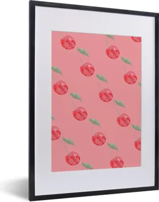 Produktbild von MuchoWow® Gerahmtes Poster Kirschen - Obst - Aquarell 30x40 cm - Poster mit Schwarzem Bilderrahmen Wandposter Rahmen Foto Bilder - Wandposter Schlafzimmer