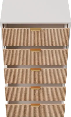 Produktbild von UnboxG 5-Schubladen Kommode mit goldenen Metallgriffen, moderner Aufbewahrungsschrank für Schlafzimmer, Wohnzimmer oder Büro, stilvoll und praktisch