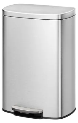 Image de Poubelle de cuisine 50 litres - Poubelle à pédale - Acier inoxydable - Couvercle à fermeture douce - Seau intérieur amovible - Anti-odeurs - Argentée