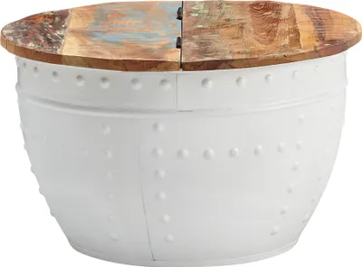 Image de FineBuy table FineBuy Mango 60x36x60 cm métal massif métal industriel métal rond | Design salon avec rangement | Table de salon canapé