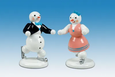 Produktbild von Holzfigur Schneemann Eiskunstlaufpaar Höhe 6,5cm NEU