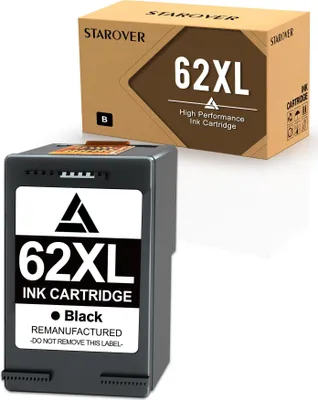 Produktbild von STAROVER 62XL Druckerpatronen - Schwarz 750 Seiten kompatibel für HP 62 XL Tintenpatronen für HP ENVY 5540 5541 5542 5543 5544 5545 5546 5547 5548 5549 5640 5642 5643 5644 5645 5646 5660 5661 5663 5664 5665 7640 7643 7644 7645 8000 8005