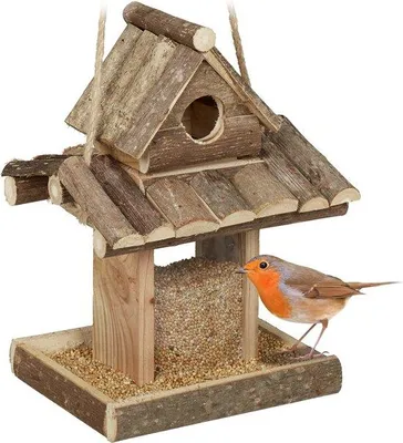 Produktbild von Famanu Vogelhaus hängend - Futterhaus für Vögel aus Holz