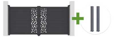 Produktbild von RUIVO 3 m H. 140 cm graues Aluminium-Schwingtor + 2 Pfosten