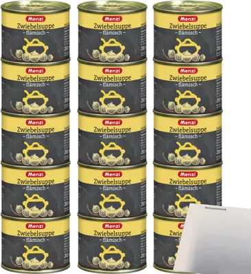 Produktbild von Menzi Zwiebelsuppe Flämisch 3er Pack (15x200ml Dose) + usy Block