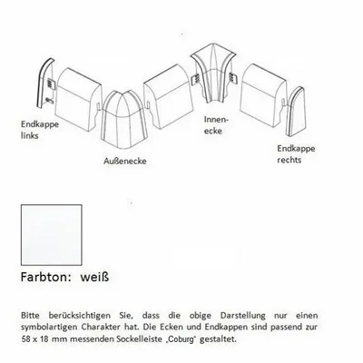 Produktbild von Aussenwinkel Für Kunststoff Sockelleisten 18 x 58 mm Weiß zum Kleben, Schrauben & Nageln Kunststoff Außenecken by PROVISTON