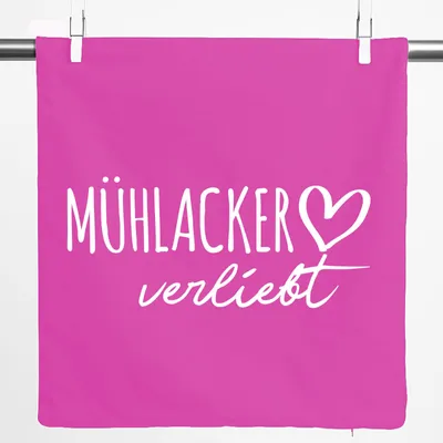 Produktbild von Huuraa Kissenbezug Mühlacker verliebt 40x40cm Fuchsia Baumwolle Dekokissenbezug Geschenkidee