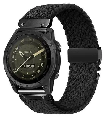Produktbild von By Qubix Geflochtene Nylonarmband mit Fallschirmverschluss - Schwarz - passend für Garmin Quatix 8 - 47 mm