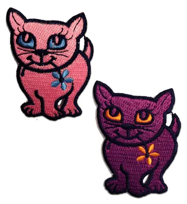 Produktbild von Katze Tier - Aufnäher, Bügelbild, Aufbügler, Applikationen, Patches, Flicken, Zum Aufbügeln, Größe: 5,3 x 7,0 cm