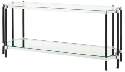 Produktbild von Casa Padrino Wohnzimmer Konsolentisch Silber / Schwarz 169 x 53,5 x H. 75,5 cm - Luxus Konsole