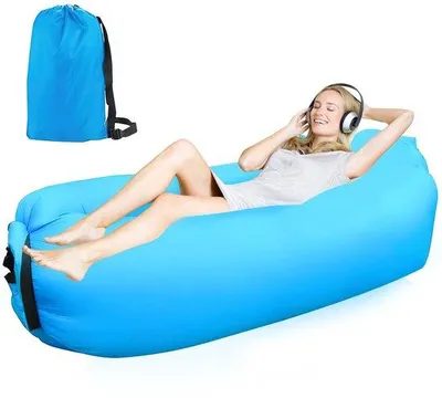 Immagine prodotto di Ibenzoa® Poggiatesta gonfiabile – Letto da spiaggia e da campeggio con borsa per il trasporto, poliestere (190T), 180×70×45 cm, blu, capacità fino a 200 kg, dimensioni compatte: 33×17×12 cm