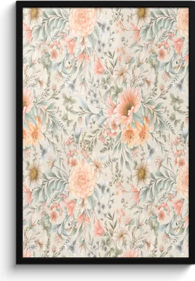 Produktbild von MuchoWow® MuchoWow® Gerahmtes Poster Blumen - Blätter - Pastell 60x90 cm - Poster mit zchwarzem Bilderrahmen - Kunst
