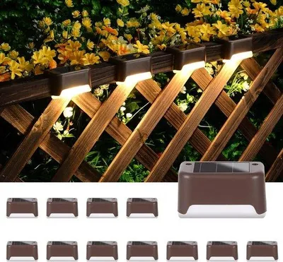 Obrázek produktu pro Solární osvětlovací sada pro terasy – 12 venkovních svítidel na plot, schody, do zahrady a k bazénům (teplá bílá)
