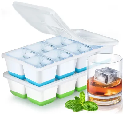Produktbild von Silikon-Eiswürfelformen – 2er-Pack mit Deckel für große Eiswürfel