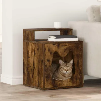 Produktbild von "2026 Moderne" Katzenhaus Geräucherte Eiche 42,5 x 40 x 53,5 cm Holzwerkstoff - Kratzbäume CJG188345