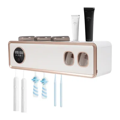 Produktbild von Zahnbürstenhalter Halter für UV-Zahnbürste Automatischer Wandzahnpastaspender (Weiß)