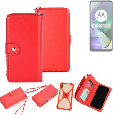 Produktbild von K-S-Trade 2in1 Schutzhülle Portemonnee Handyhülle mit Bumper kompatibel mit Motorola Moto G54 5G Hülle Case Etui Geldbörse Smartphone rot (1x)