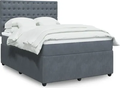 Produktbild von Hochwertig Boxspringbett mit Matratze Dunkelgrau 140x190 cm Samt 3294647